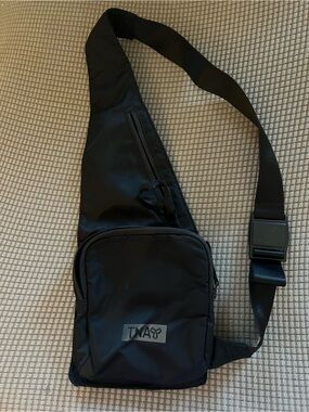 TNA Black Sling Belt Bag with Front Zip Pocket